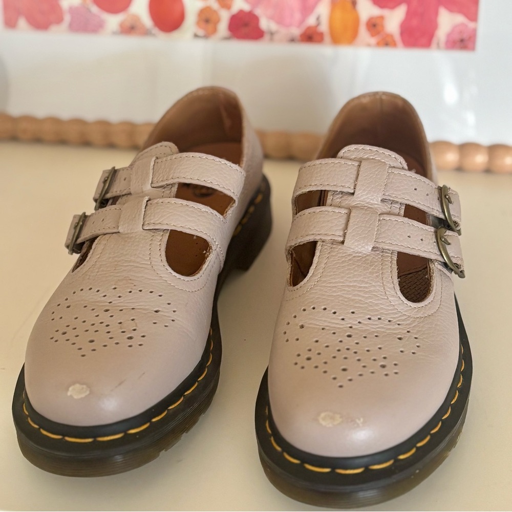 Dr. Martens Pink Flats with Buckle Straps